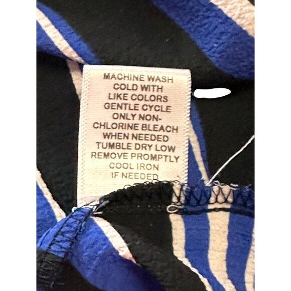 Elle Womens Striped Short Sleeve Top Large Blue & Black Polyester Spandex Blend - Picture 6 of 11